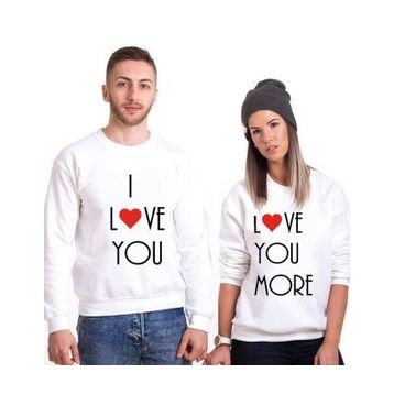Tshirthane I Love You I Love More Sevgili Kombinleri Sweatshirt Kombini