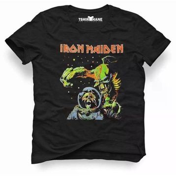 Tshirthane Iron Maiden the Final Frontier Rock Metal Müzik Baskılı Dar Kesim Slim Fit Erkek T-Shirt