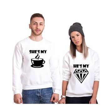 Tshirthane Kahve Elmas 2'li Sevgili Sweatshirt