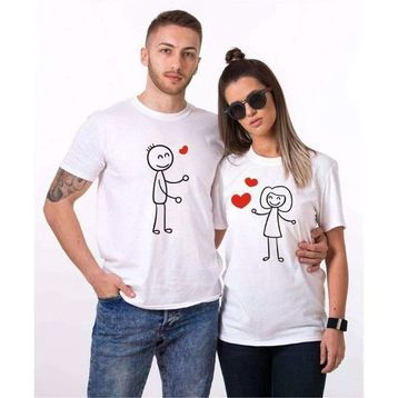 Tshirthane Kalp Hokkabaz 2'li Sevgili T-shirt