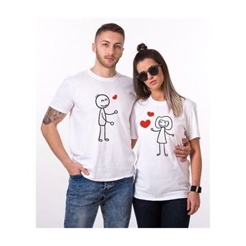 Tshirthane Kalp Hokkabaz 2'li Sevgili T-shirt