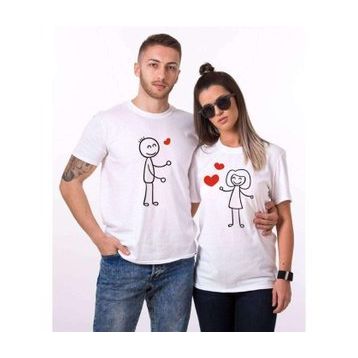 Tshirthane Kalp Hokkabaz 2'li Sevgili T-shirt