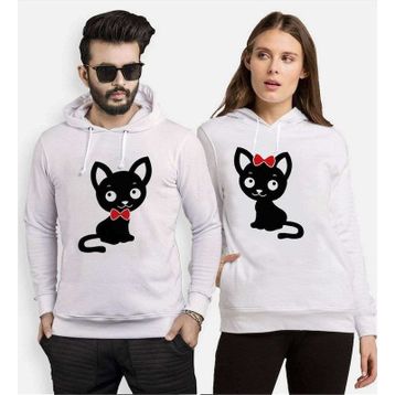 Tshirthane Kedi Kapşonlu 2'li Sevgili Sweatshirt