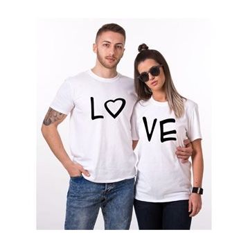 Tshirthane Lo Ve Kalp 2'li Sevgili T-shirt