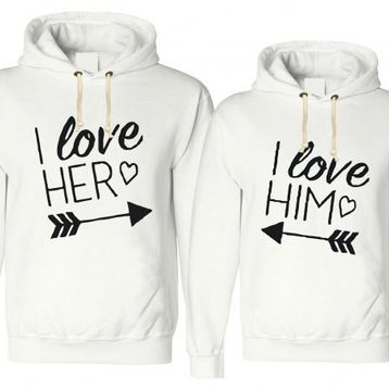 Tshirthane Love Her Love Him 2'li Sevgili Sweatshirt