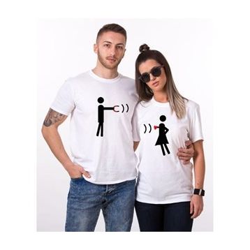 Tshirthane Magnet Heart 2'li Sevgili T-shirt