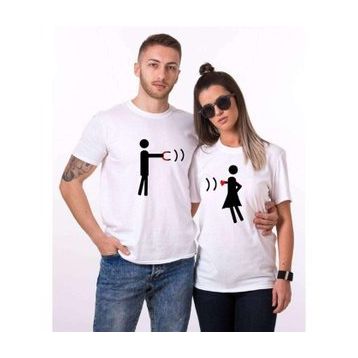 Tshirthane Magnet Heart 2'li Sevgili T-shirt