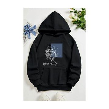 Tshirthane Minimal line drawing Baskılı Unisex Sweatshirt
