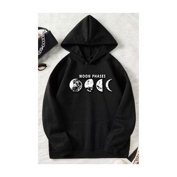 Tshirthane Moon Phases Baskılı Unisex Sweatshirt