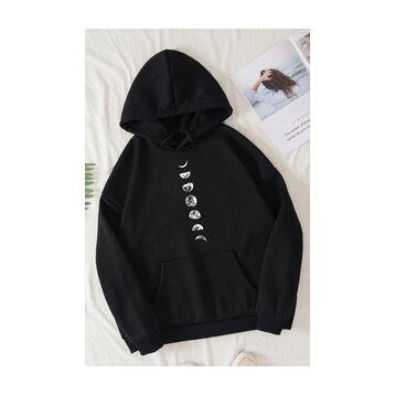 Tshirthane Moon Phases Baskılı Unisex Sweatshirt