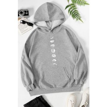 Tshirthane Moon Phases Baskılı Unisex Sweatshirt