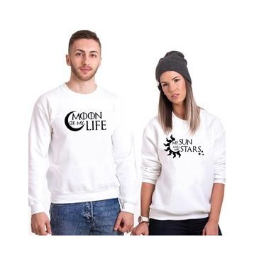 Tshirthane Moon Sun Stars 2'li Sevgili Sweatshirt