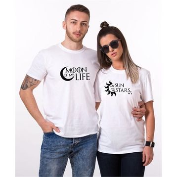 Tshirthane Moon Sun Stars 2'li Sevgili T-shirt