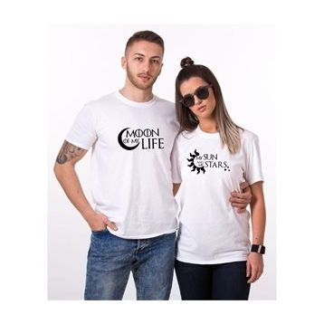 Tshirthane Moon Sun Stars 2'li Sevgili T-shirt