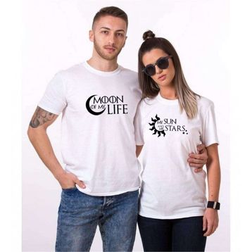 Tshirthane Moon Sun Stars 2'li Sevgili T-shirt