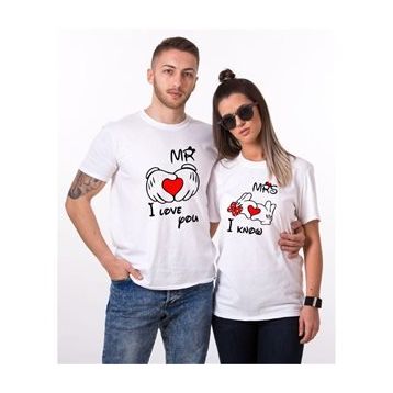 Tshirthane Mr. Mrs. Kalp 2'li Sevgili T-shirt