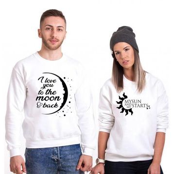 Tshirthane My Sun Love Moon 2'li Sevgili Sweatshirt