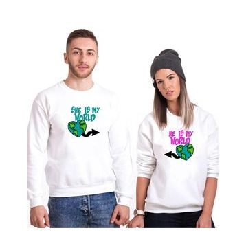 Tshirthane My World 2'li Sevgili Sweatshirt