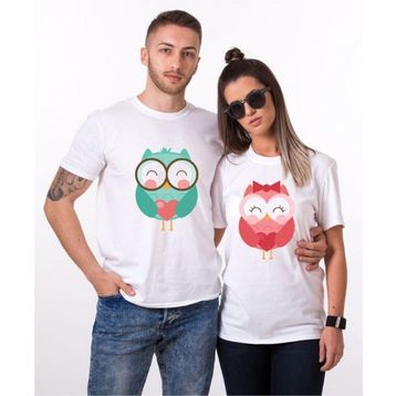 Tshirthane Owl Baykuş 2'li Sevgili T-shirt