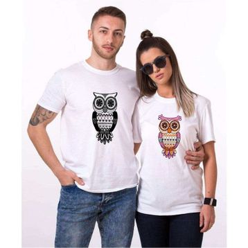 Tshirthane Owl Baykuş 2'li Sevgili T-shirt
