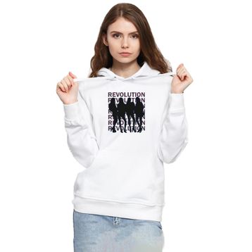 Tshirthane P18434S1563 Blackpink Revolution Beyaz Kadın Kapüşonlu Sweatshirt