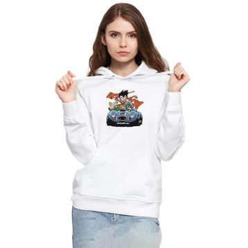 Tshirthane P18601S3325 Dragon Ball Z Anime Goku Racer 3ip Kapüşonlu Kadın Beyaz Sweatshirt