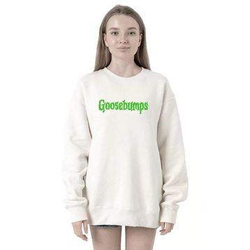 Tshirthane P18977S7717 Goosebumps Lettern Beyaz Kadın Kapüşonlu Sweatshirt
