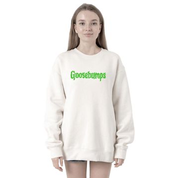 Tshirthane P18977S7717 Goosebumps Lettern Beyaz Kadın Kapüşonlu Sweatshirt