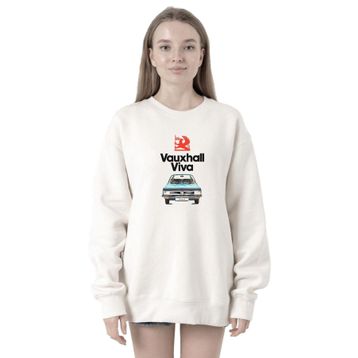 Tshirthane P19022S6183 Gran Turismo Vauxhall Viva Beyaz Kadın Kapüşonlu Sweatshirt