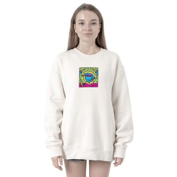Tshirthane P19137S8466 Mr Beast Doodle 2ip Kadın Beyaz Sweatshirt