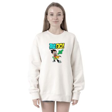 Tshirthane P19723S6649 Teen Titans Go Robin Beyaz 2ip Kadın Sweatshirt