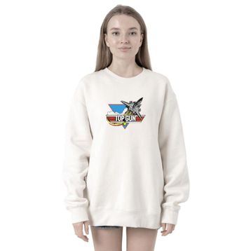 Tshirthane P20018S6652 Top Gun Vintage Jet Stars Beyaz 2ip Kadın Sweatshirt