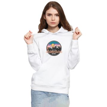 Tshirthane P20147S8725 And So The Adventure Begins Beyaz Kadın Kapüşonlu Sweatshirt