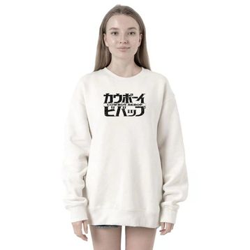Tshirthane P20681S5721 Cowboy Bebop Retro Letter 2ip Kadın Beyaz Sweatshirt