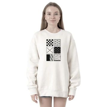 Tshirthane P20824S5332 Demon Slayer Anime Patterns 2ip Kadın Beyaz Sweatshirt
