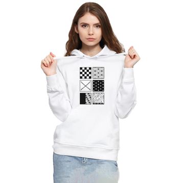 Tshirthane P20832S9241 Demon Slayer Anime Patterns 3ip Kapüşonlu Kadın Beyaz Sweatshirt