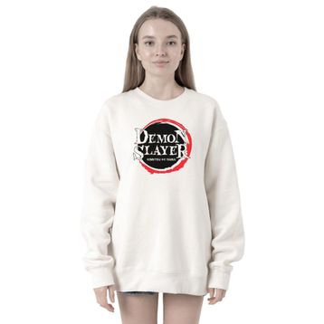 Tshirthane P20852S4453 Demon Slayer Anime Squad Demon Slayer Kimetsu No Yaiba 2ip Kadın Beyaz Sweatshirt