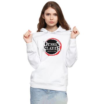 Tshirthane P20857S7487 Demon Slayer Anime Squad Demon Slayer Kimetsu No Yaiba 3ip Kapüşonlu Kadın Beyaz Sweatshirt