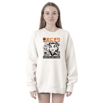 Tshirthane P20875S3038 Demon Slayer Anime Super Yummy 2ip Kadın Beyaz Sweatshirt