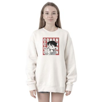 Tshirthane P20946S7913 Detective Conan Anime Conan 2ip Kadın Beyaz Sweatshirt