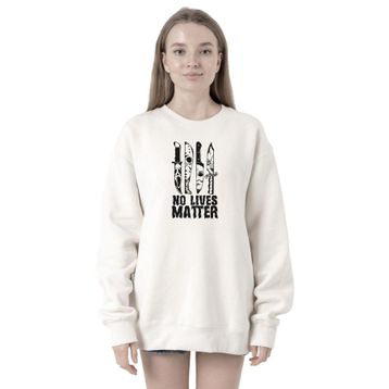 Tshirthane P21345S1958 Horror Knifes No Live Matter 2ip Kadın Beyaz Sweatshirt