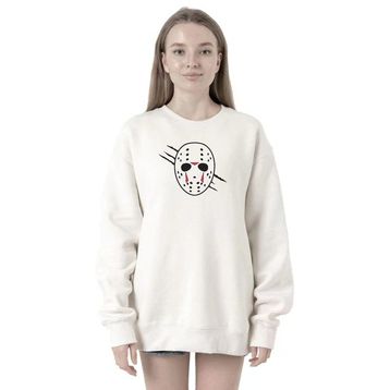 Tshirthane P21626S1453 Jason Voorhees Facemask 2ip Kadın Beyaz Sweatshirt