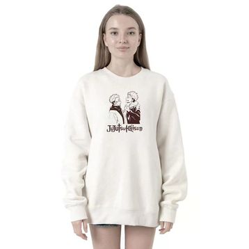 Tshirthane P21684S3570 Jujutsu Kaisen Anime Long 2ip Kadın Beyaz Sweatshirt
