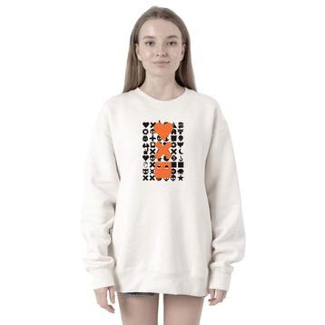 Tshirthane P21867S9028 Love Death Robots Orange 2ip Kadın Beyaz Sweatshirt