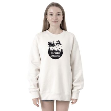 Tshirthane P21896S3896 Merry Christmas Sleigh 2ip Kadın Beyaz Sweatshirt