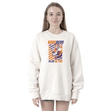 Tshirthane P22207S1707 My Hero Academia Anime Endeavor Plus Ultra 2ip Kadın Beyaz Sweatshirt