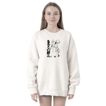 Tshirthane P22650S5275 Rurouni Kenshin Black White Art Beyaz 2ip Kadın Sweatshirt