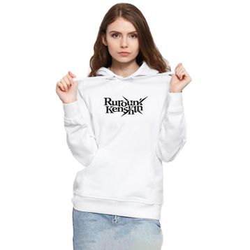 Tshirthane P22678S5749 Rurouni Kenshin Letter Logo Beyaz 3ip Kapüşonlu Kadın Sweatshirt