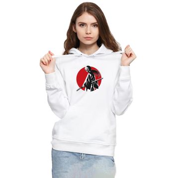 Tshirthane P22722S1281 Rurouni Kenshin Samurai Logo Beyaz 3ip Kapüşonlu Kadın Sweatshirt