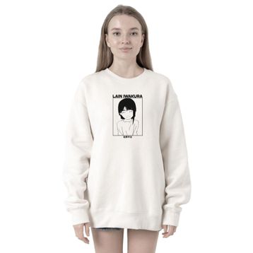 Tshirthane P22796S1549 Serial Experiments Anime Lain Poster Beyaz 2ip Kadın Sweatshirt